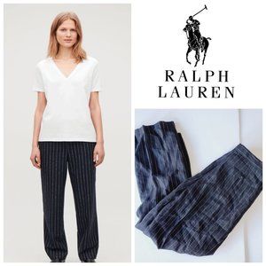 RALPH LAUREN 100% Linen High Rise Pinstriped Pants